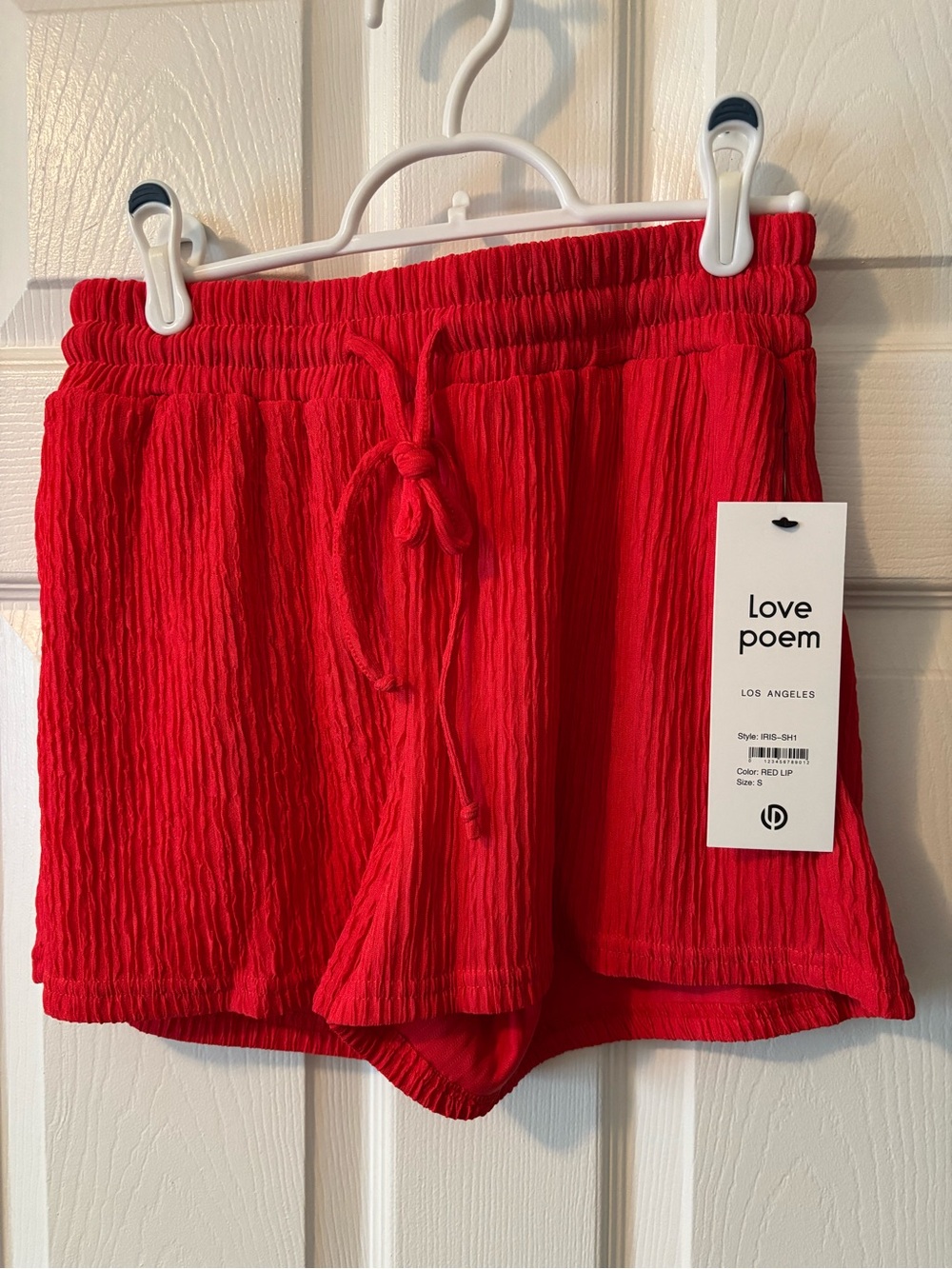 Love Poem Women's Red Crinkle Drawstring Athletic Shorts